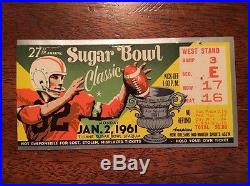1961 Sugar Bowl Football Program & Ticket Stub-ole Miss Rebels Vs Rice