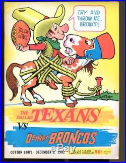1962 AFL Denver Broncos v Dallas Texans Program 12/9 Cotton Bowl Ex/MT 43525
