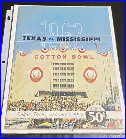 1962 Texas Longhorns Mississippi Cotton Bowl Football Game Program Ut Ole Miss
