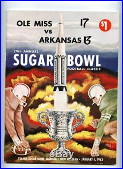 1963 Sugar Bowl RARE Ole Miss v Arkansas Football Program Glynn Griffing
