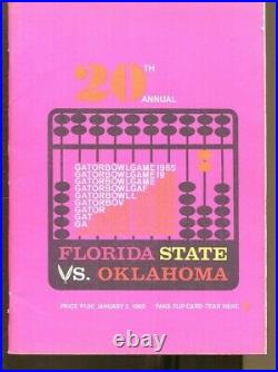 1964 Gator Bowl Program Florida State v Oklahoma 1/2 20th Annual Ex/MT 68486