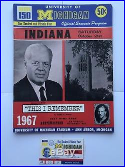 1967 Indiana Football Programs Ticket Stubs Big Ten Champs 1968 Rose Bowl IU