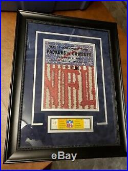 1967 NFL Championship Ice Bowl Program Green Bay Packers Dallas Cowboys Framed