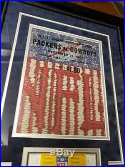 1967 NFL Championship Ice Bowl Program Green Bay Packers Dallas Cowboys Framed