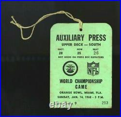 1968 Super Bowl II 2 Rare Auxiliary Press Pass Green Bay Packers Oakland Raiders