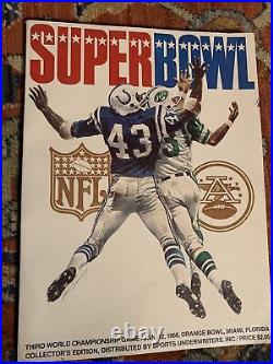 1969 Super Bowl 3rd Super Bowl III Program Baltimore Colts vs. New York Jets