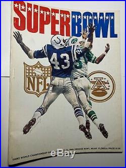 1969 Super Bowl III Program Baltimore Colts vs. New York Jets Game Used Hi Grade