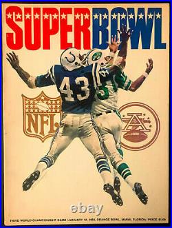 1969 Super Bowl lll Football Program NY Jets vs Baltimore Colts Orange Bowl