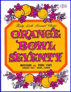 1970 Orange Bowl football Program Missouri vs Penn State
