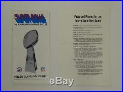 1970 Super Bowl 4 IV Press Guide Program Kansas City Chiefs Minnesota Vikings