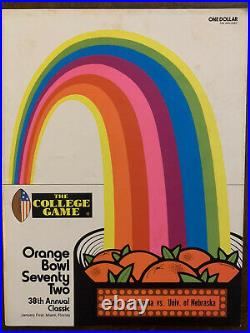 1972 Orange Bowl Alabama vs Nebraska football program JOHNNY RODGERS/BEAR BRYANT