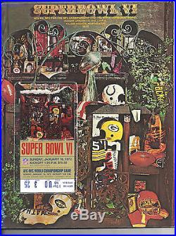 1972 Super Bowl (6) Program & Ticket Miami Dolphins Vs Dallas Cowboys 1st Sb Win