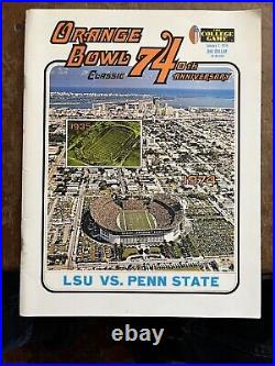 1974 Orange Bowl LSU TIGERS vs PENN STATE NITTANY LIONS football program-MINT