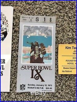 1975 Steelers vs Vikings Super Bowl IX Program & Ticket LOT