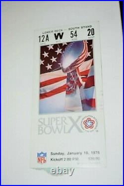 1976 Pittsburgh Steelers Vs Cowboys Super Bowl X Champions Ticket Stub Program