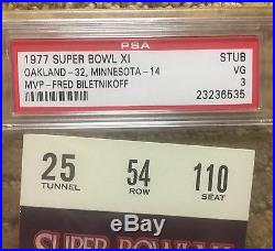 1977 NFL Super Bowl XI Stub Psa 3, Ticket, Program, Decanter, Raiders /vikings