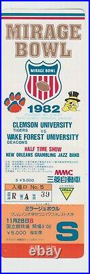 1982 Mirage Football Program & Ticket Clemson vs Wake Forest Tokyo Dome