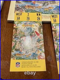 1984 Super Bowl XVIII Football Ticket Stub X2 Redskins Raiders Plus 2 Programs