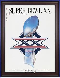 1986 Bears vs Patriots Framed 36 x 48 Canvas Super Bowl XX Program