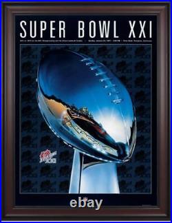 1987 Giants vs Broncos Framed 36 x 48 Canvas Super Bowl XXI Program