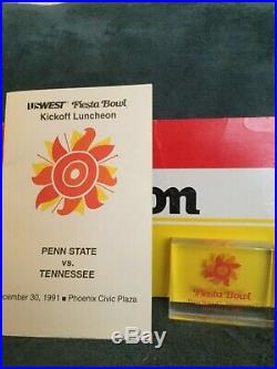 1992 Fiesta Bowl Penn State/Tenn Univ autographed footbal, program, memorabilia