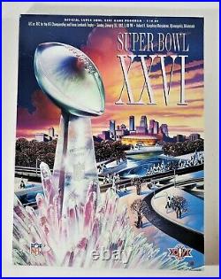 1992 Super Bowl XXVI Minnesota Game Program Afc Vs. Nfc