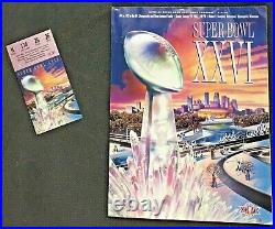 1992 Super Bowl XXVI NFL Football Program & Ticket Stub Metrodome Minneapolis