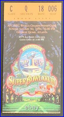 1994 Super Bowl XXVIII Football Program + Ticket Stub Georgia Dome Atlanta