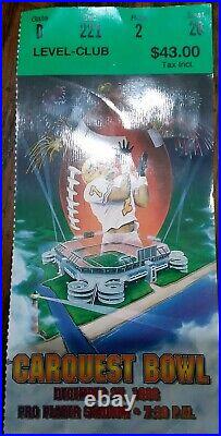 1996 Carquest Bowl Ticket Stubs Miami Hurricanes vs. Virginia Cavaliers Football