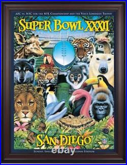 1998 Broncos vs Packers Framed 36x48 Canvas Super Bowl XXXII Program