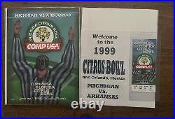 1999 Florida Citrus Bowl Tom Brady Michigan V Arkansas Ticket Stub Program Lot