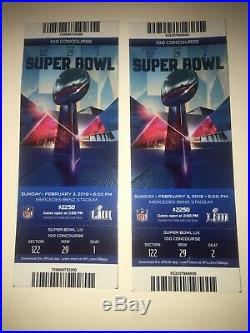 (2) 2019 Authentic Super Bowl LIII (53) Tickets with Lanyards, Program & Football