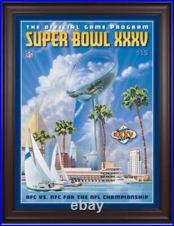 2001 Ravens vs Giants Framed 36 x 48 Canvas Super Bowl XXXV Program