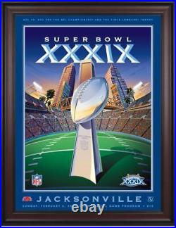 2005 Patriots vs Eagles Framed 36x48 Canvas Super Bowl XXXIX Program