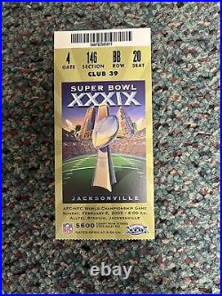 2005 Super Bowl 39 XXXIX Club Ticket Stub Patriots VS Eagles Lanyard Program Lot