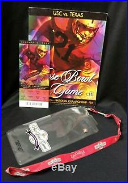 2006 Rose Bowl Ticket Program & Lanyard/holder Texas Longhorns Usc Trojans