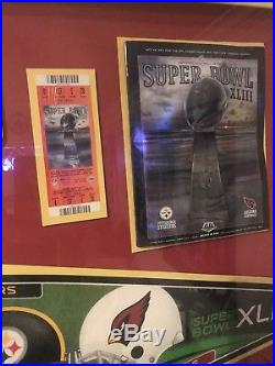 2009 Cardinals vs Steelers Framed Canvas Super Bowl XLV Program Tickets Pennants