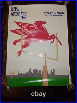 55th Mobil Cotton Bowl Football 1991 Poster Texas vs Miami Palladino Pegasus