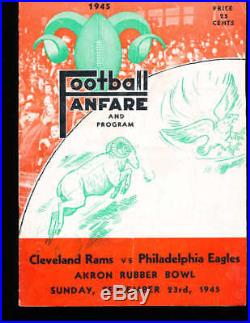 9/23 1945 Cleveland Rams vs Philadelphia Eagles football program Akron bowl