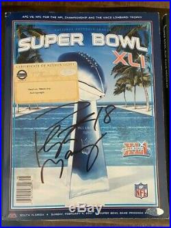 Authenticated Peyton Manning Drew Brees autographed Super Bowl programs PSA, Ste