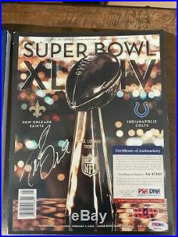 Authenticated Peyton Manning Drew Brees autographed Super Bowl programs PSA, Ste