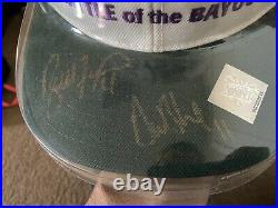 BRETT FAVRE DREW BLEDSOE Super Bowl XXXI Authenticated Auto Hat? & Game program