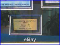 Baltimore Ravens Super Bowl 35 Champs 2001 Framed Pin Ticket Program Memorabilia