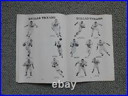 Buffalo Bills vs Dallas Texans 1961 Football Program Cotton Bowl Super COVER ART