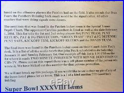 Carolina Panthers Patriots Game Used Defensive Super Bowl 38 Sheet Tom Brady 1/1