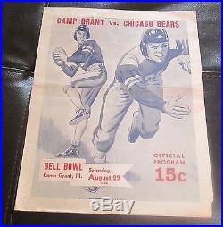 Chicago Bears Vs Camp Grant Football Program 8/22/1942 Bell Bowl Camp Grant ILL