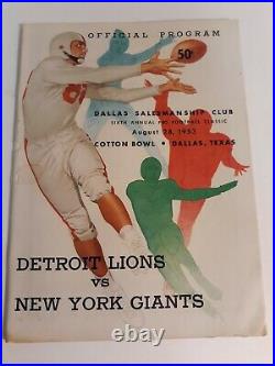 Cotton Bowl 1953 Pro Football Classic Detroit Lions New York Giants Dallas Tx