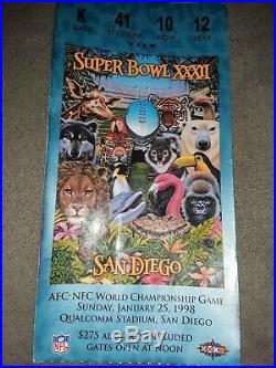 Denver Fan's Dream-' Super Bowl 32 Authentic Ticket Stub, Program, Egg, & Pin