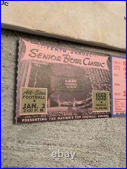 Football 1959 Senior Bowl Program + Ticket + Strap RARE 1 Of 1 Game Used Signed