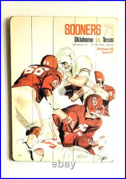 Football Sooners 1971 Oklahoma vs Texas Cotton Bowl Program Rendition On Wood